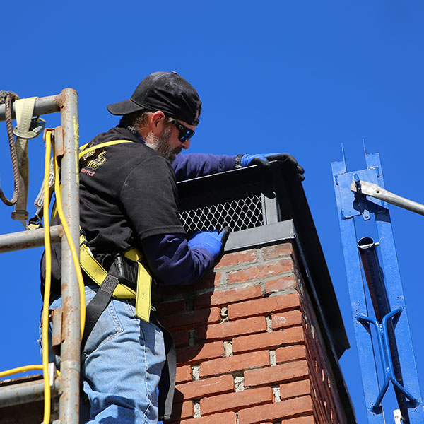 chimney cap install to prevent chimney leak in Framingham MA
